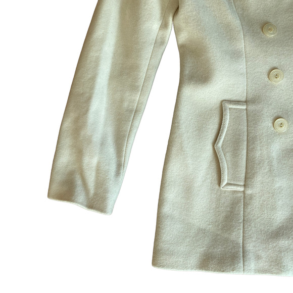 BEBE Classic Wool Ivory Double Breasted Pea Coat Jacket Size 2 - Picture 2 of 7